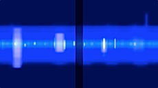 against a blue background